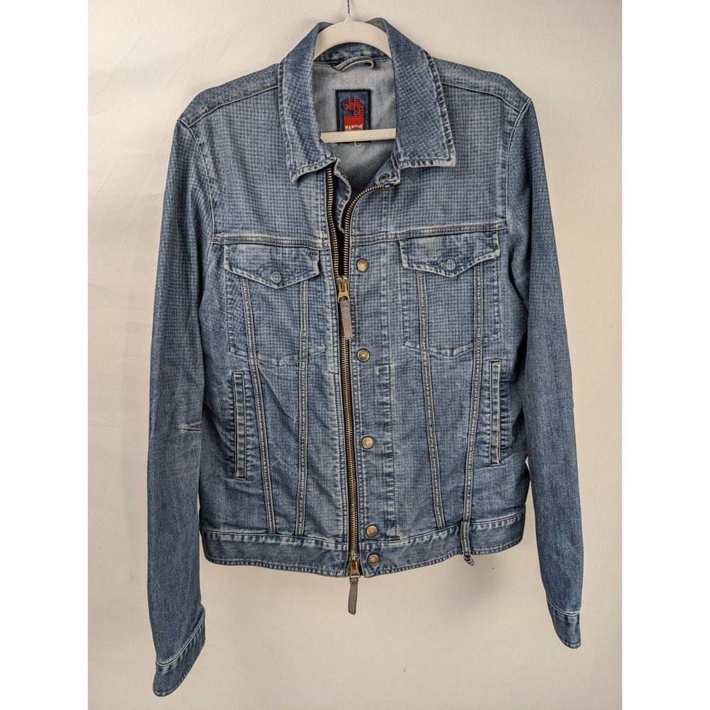 Vintage Y2K Marithe Francois Girbaud Zip Denim Jean Jacket XL Blue Moto Grunge